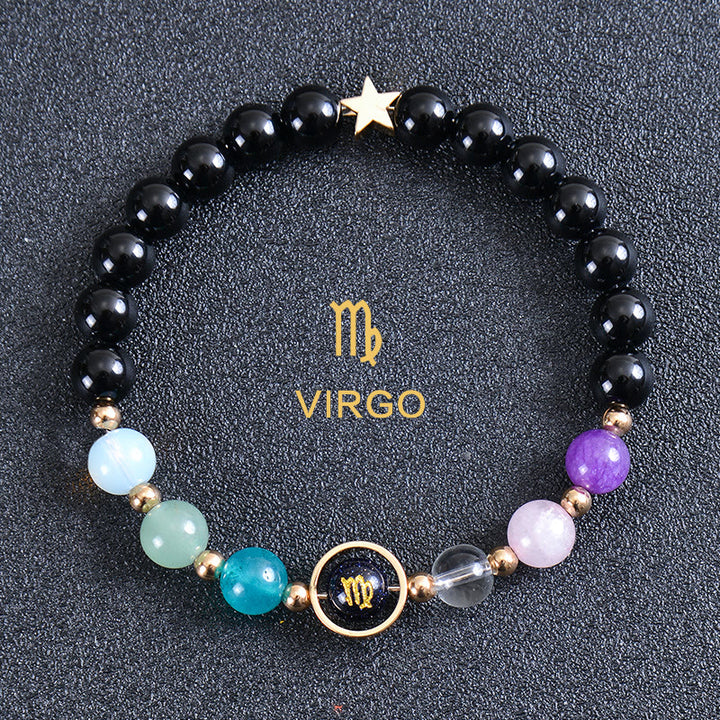 Olivenorma Twelve Constellations Eight Planets Gemstone Bracelet - Round Obsidian - Virgo - image 45