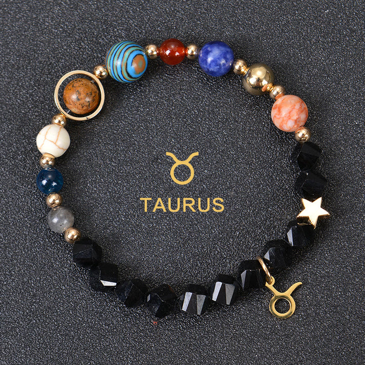 Olivenorma Twelve Constellations Eight Planets Gemstone Bracelet - Facted Obsidian - Taurus - image 29