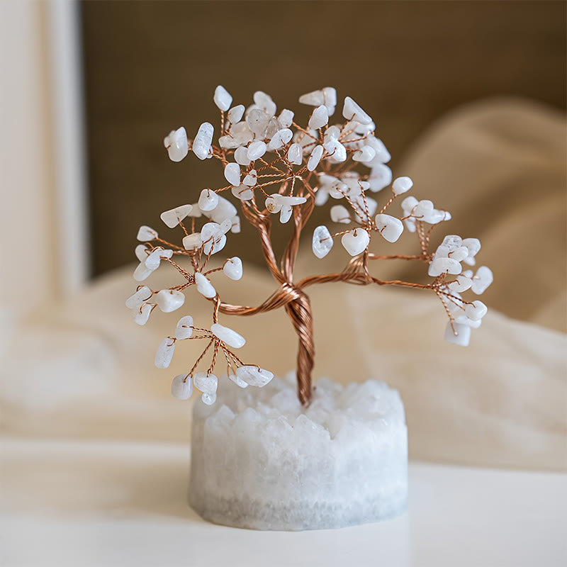 Olivenorma Natural White Chalcedony Reiki Crystal Bonsai Feng Shui Tree - image 2