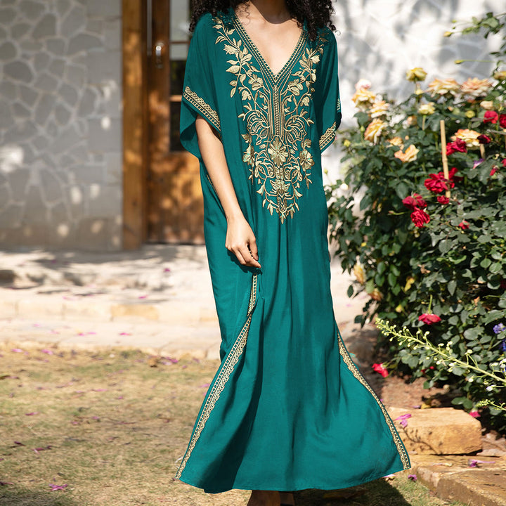 Olivenorma Beach Blouse Embroidered Vacation Kaftan Dress - image 17