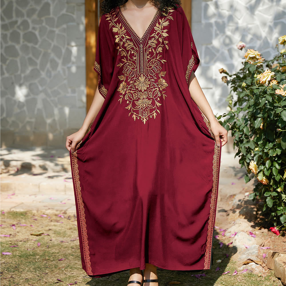 Olivenorma Beach Blouse Embroidered Vacation Kaftan Dress - image 31
