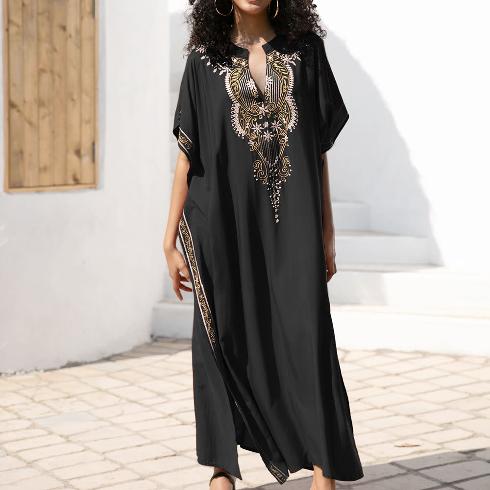 Olivenorma Beach Blouse Vintage Embroidered Kaftan Dress - image 11