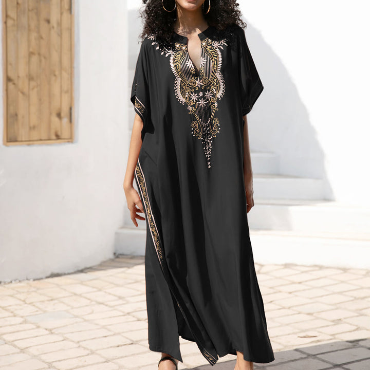Olivenorma Beach Blouse Vintage Embroidered Kaftan Dress - image 11