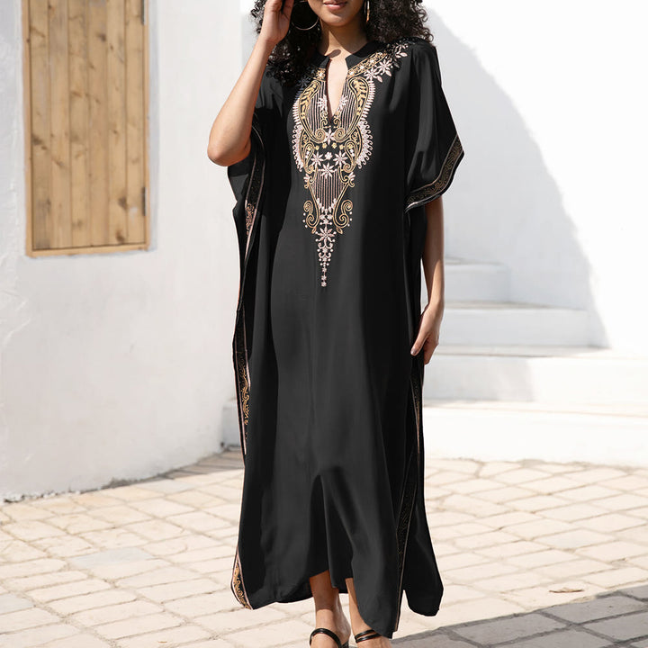 Olivenorma Beach Blouse Vintage Embroidered Kaftan Dress - image 14