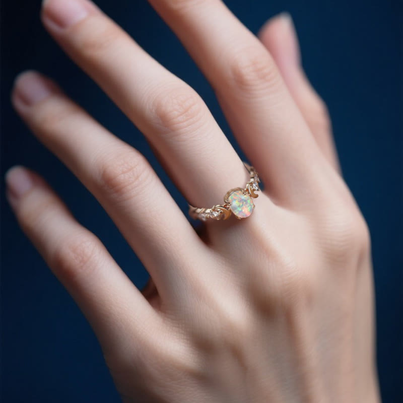 Olivenorma Selene's Moon-Woven Opal Ring - image 2