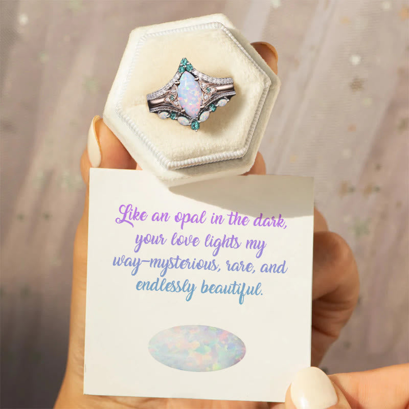 FREE Today: Eternal Glow Opal Promise Ring Set - Opal & Emerald - US 10 - image 0