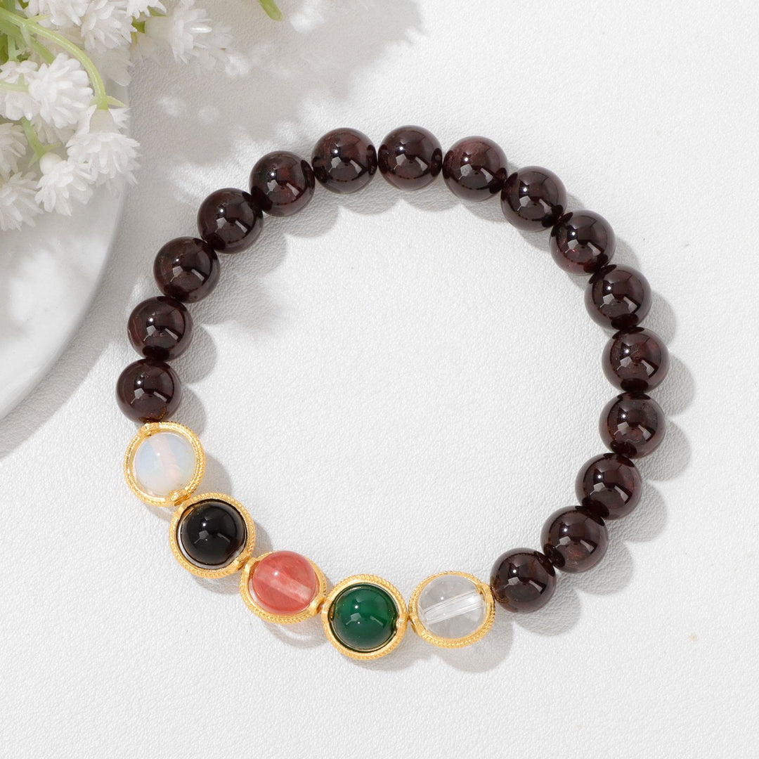 Olivenorma 8mm Pearl Garnet Gemstone Beaded Bracelet - image 15