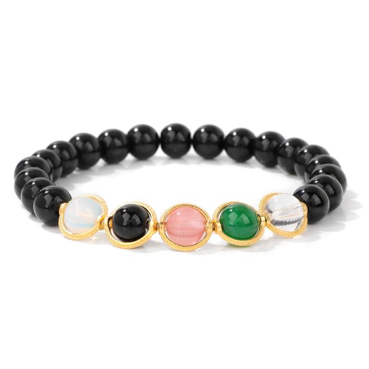 Olivenorma 8mm Pearl Garnet Gemstone Beaded Bracelet - Obsidian - image 10