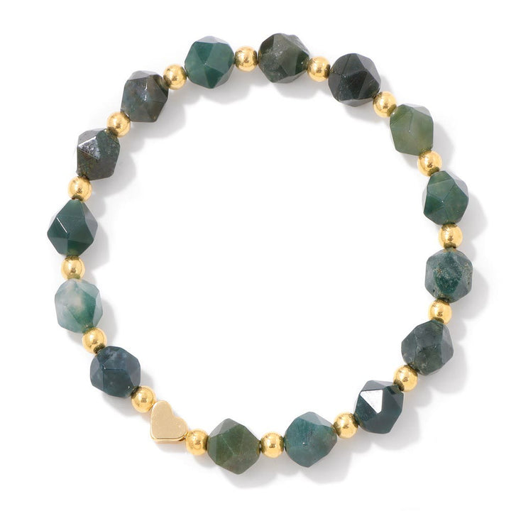 Olivenorma 8mm Facted Gemstone Heart Beaded Bracelet - image 6