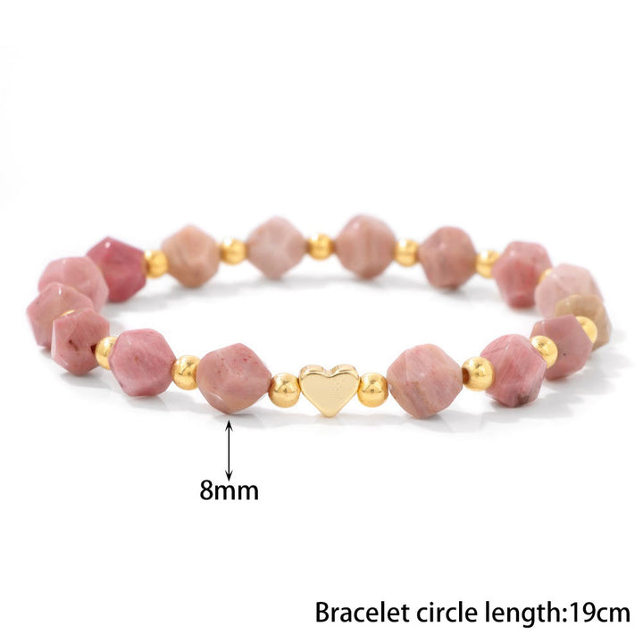 Olivenorma 8mm Facted Gemstone Heart Beaded Bracelet - image 17