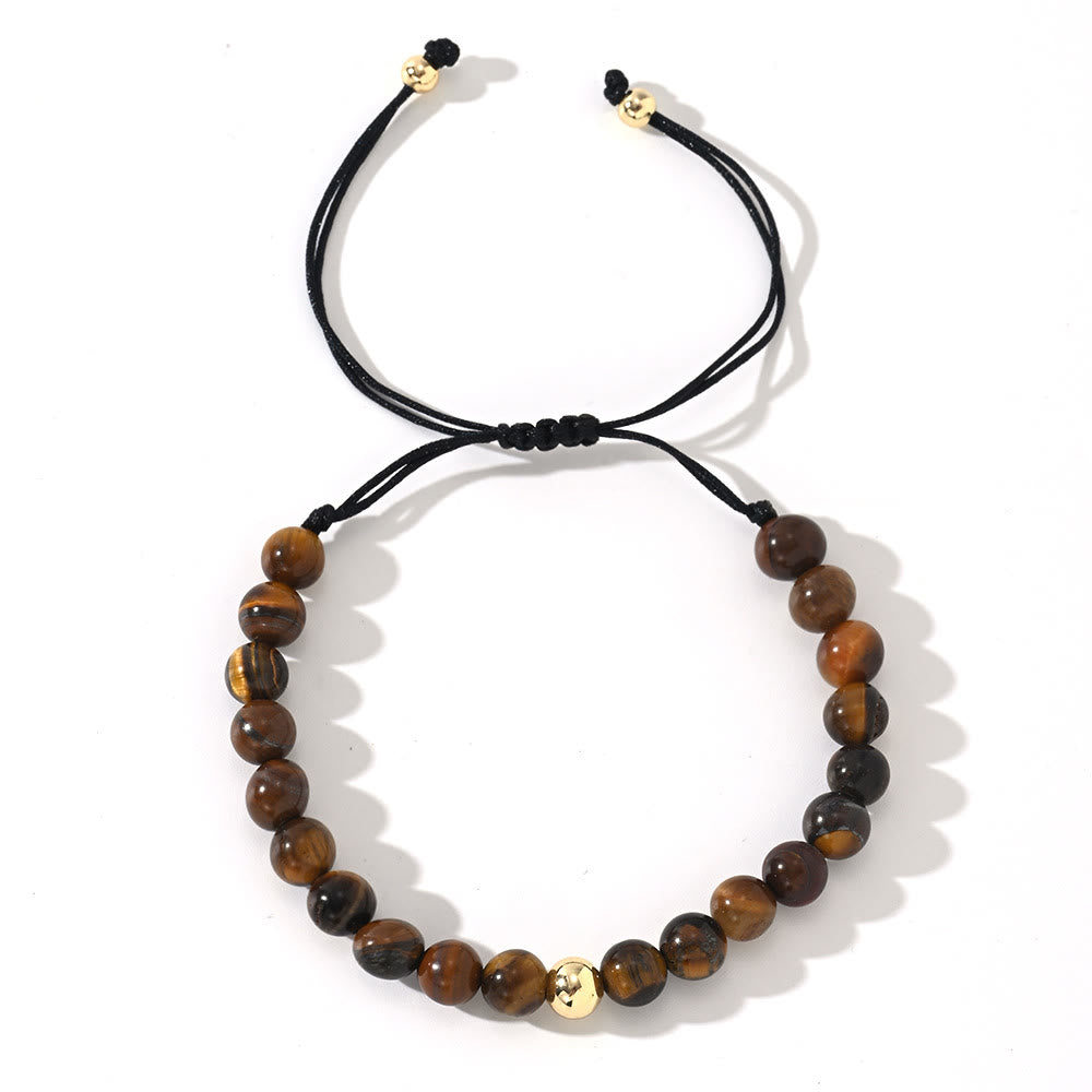 Olivenorma Natural Crystal Adjustable Beaded Braided Bracelet - Tiger Eye - image 2