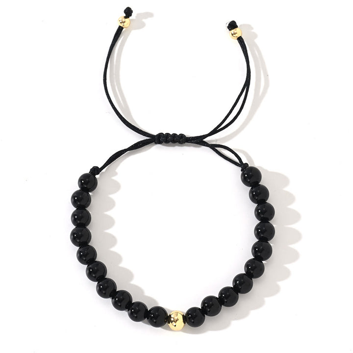 Olivenorma Natural Crystal Adjustable Beaded Braided Bracelet - Obsidian - image 8