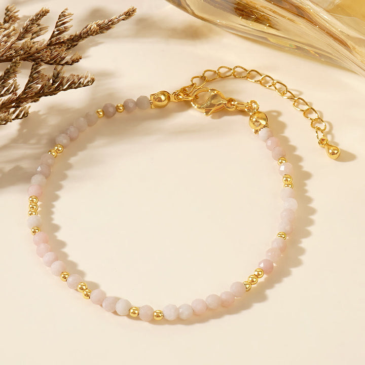 Olivenorma Mini Facted Beads Natural Gemstone Adjustable Bracelet - Rose Quartz - image 22