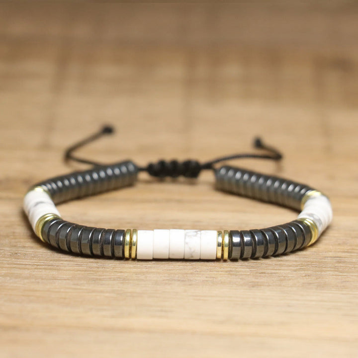 Olivenorma Nautral Crystal Adjustable Beaded Braided Bracelet - Howlite + Hematite - image 17