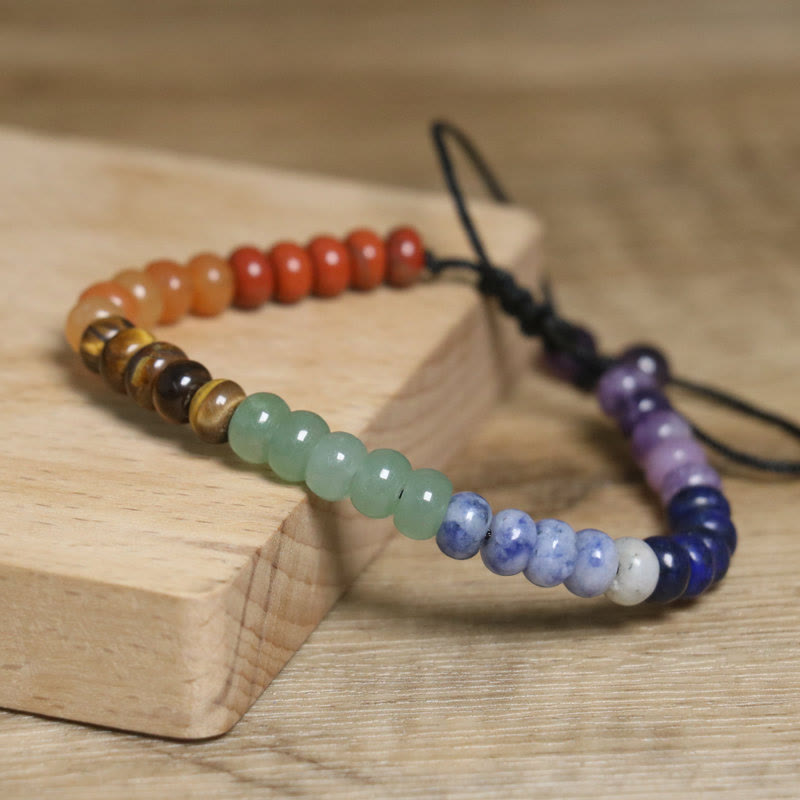 Olivenorma Natural Crystal Chakra Stone Adjustable Braided Bracelet - image 2