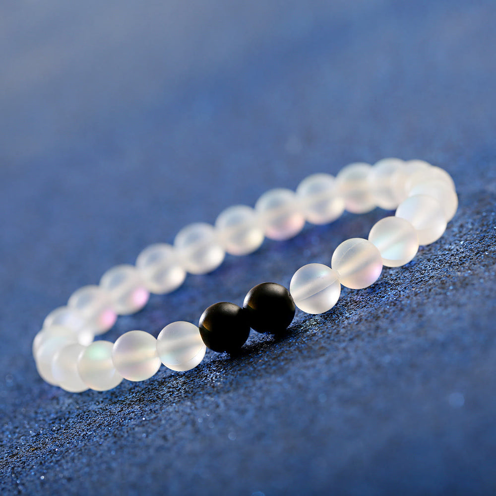 Olivenorma Moonstone Black Onyx Besties Stretch Beaded Bracelet - image 2