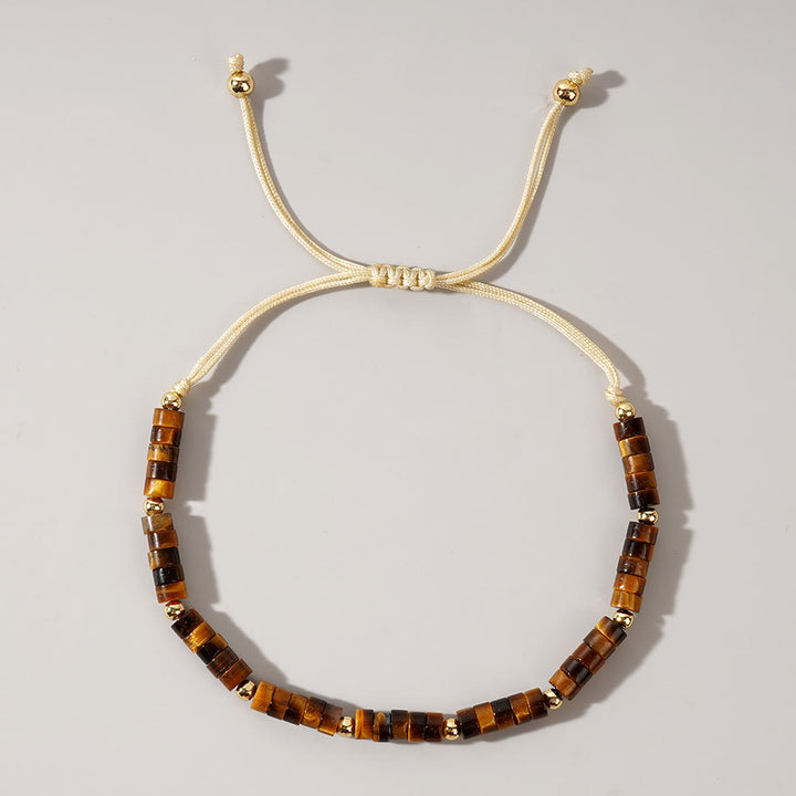 Olivenorma 3mm Mini Gems Natural Crystal Adjustable Beaded Bracelet - Tiger Eye - image 8