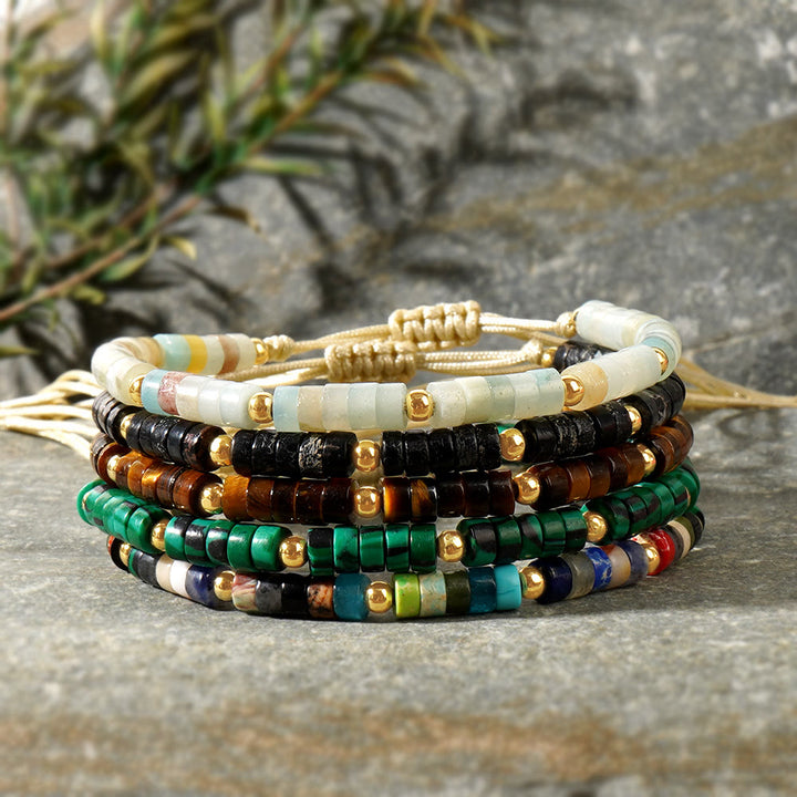 Olivenorma 3mm Mini Gems Natural Crystal Adjustable Beaded Bracelet - image 1