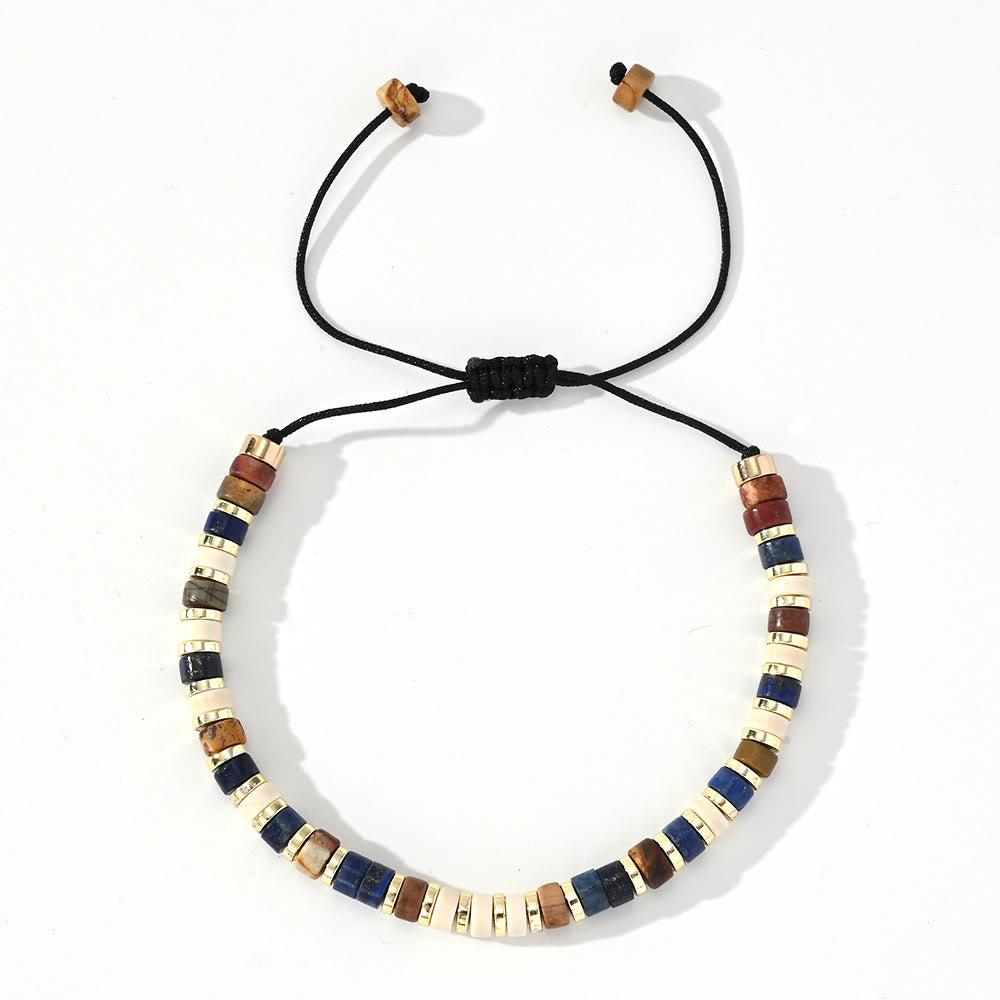 Olivenorma Mini Beaded Hematite Gemstone Trendy Beaded Bracelet - Lapis Lazuli+White Jade+Hematite - image 2