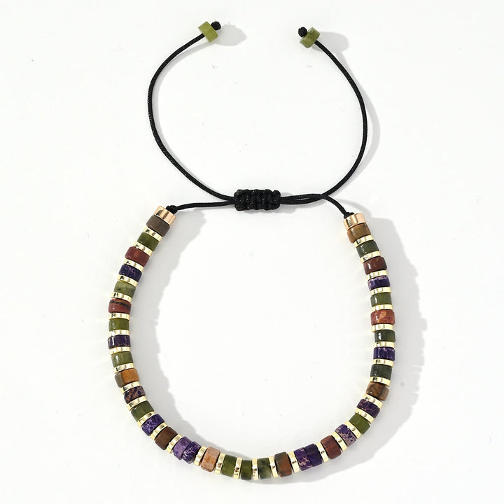 Olivenorma Mini Beaded Hematite Gemstone Trendy Beaded Bracelet - Purple Emperor Stone+Green Jade+Hematite - image 9