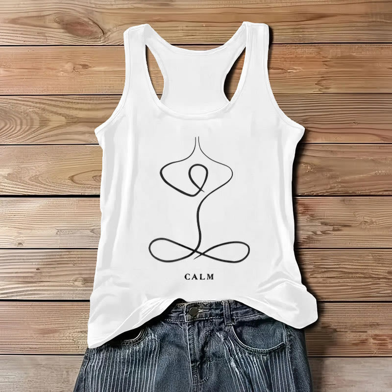 Olivenorma "CALM" & "BREATH" Yoga Tee Spiritual Tank Top - CALM - White - 3XL - image 0
