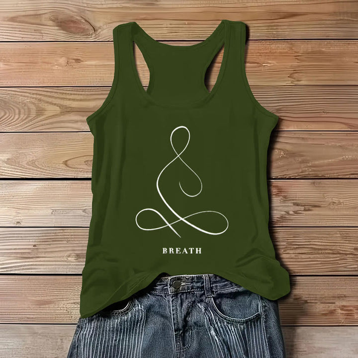 Olivenorma "CALM" & "BREATH" Yoga Tee Spiritual Tank Top - BREATH - Green - 3XL - image 20