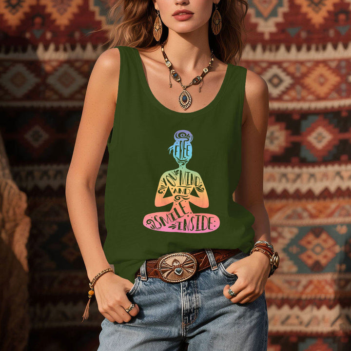 Olivenorma "FREE YOUR MIND AND SMILE INSIDE" Chakra Meditation Tank Top - image 12