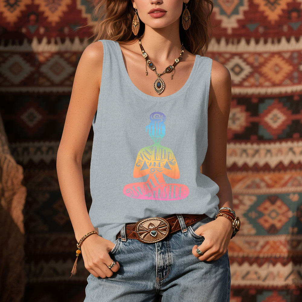 Olivenorma "FREE YOUR MIND AND SMILE INSIDE" Chakra Meditation Tank Top - image 10