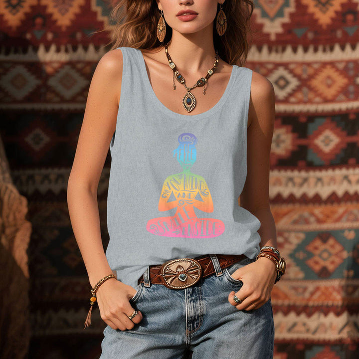 Olivenorma "FREE YOUR MIND AND SMILE INSIDE" Chakra Meditation Tank Top - image 10