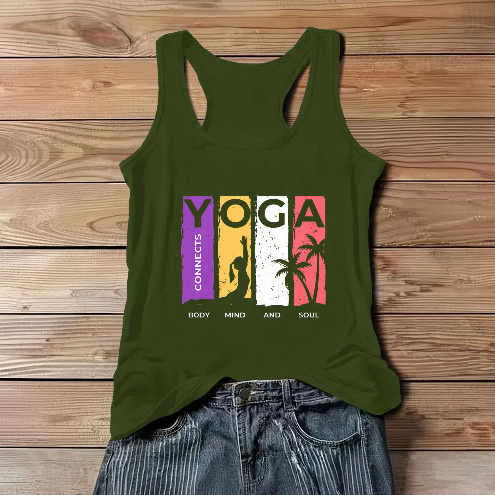 Olivenorma "YOGA CONNECTS BODY MIND AND SOUL" Women's Graphic Tank Top - Green - 3XL - image 6