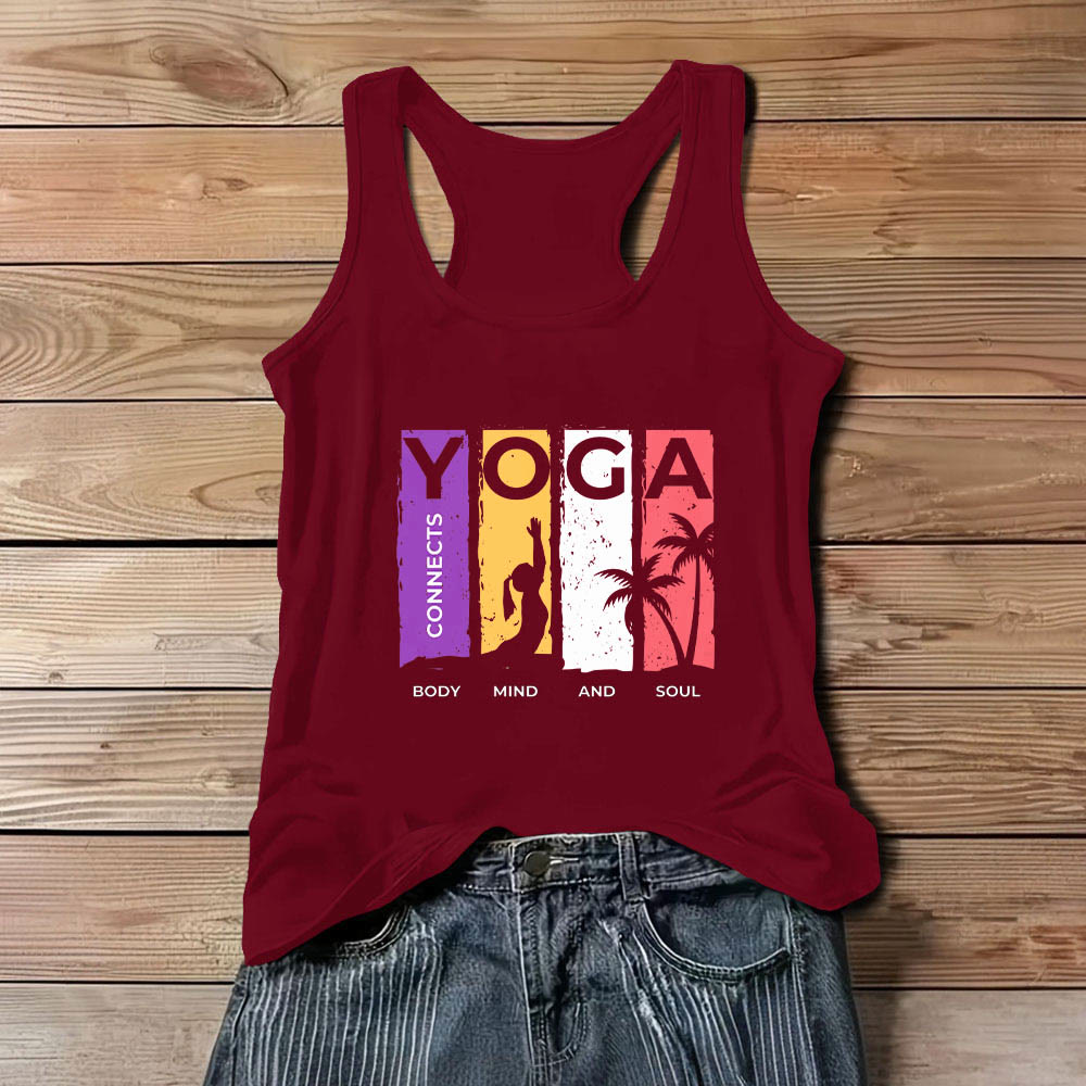 Olivenorma "YOGA CONNECTS BODY MIND AND SOUL" Women's Graphic Tank Top - Red - 3XL - image 4