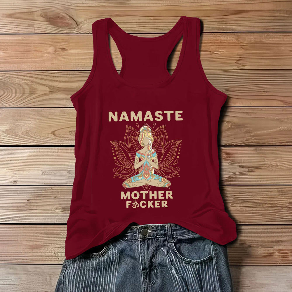 Olivenorma "NAMASTE MOTHER F*CKER" Lotus Meditation Tank Top Spiritual Shirt - Red - 3XL - image 9