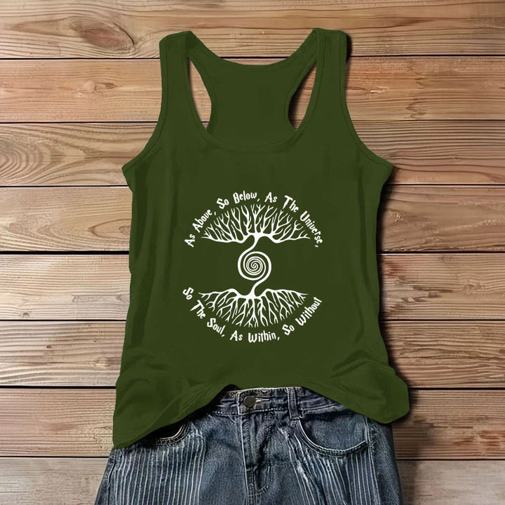 Olivenorma "As Above, So Below" Tree of Life Ladies Shirt Comfort Tank Top - Green - 3XL - image 0