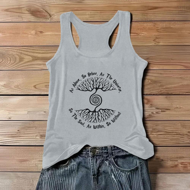 Olivenorma "As Above, So Below" Tree of Life Ladies Shirt Comfort Tank Top - Gray - 3XL - image 9