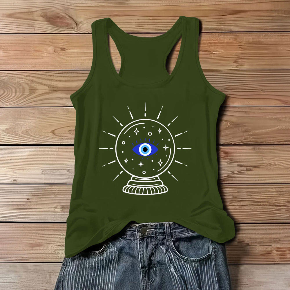 Olivenorma Magical Eye Crystal Ball Graphics Racerback Soft Tank Top - Green - 3XL - image 11