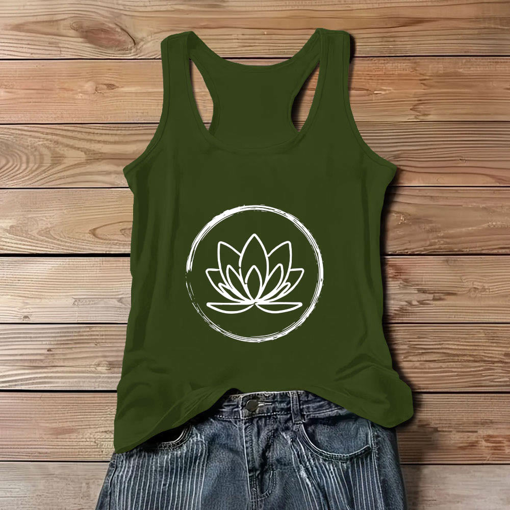 Olivenorma Lotus Flowers Peaceful Spiritual Tank Top - Green - 3XL - image 11