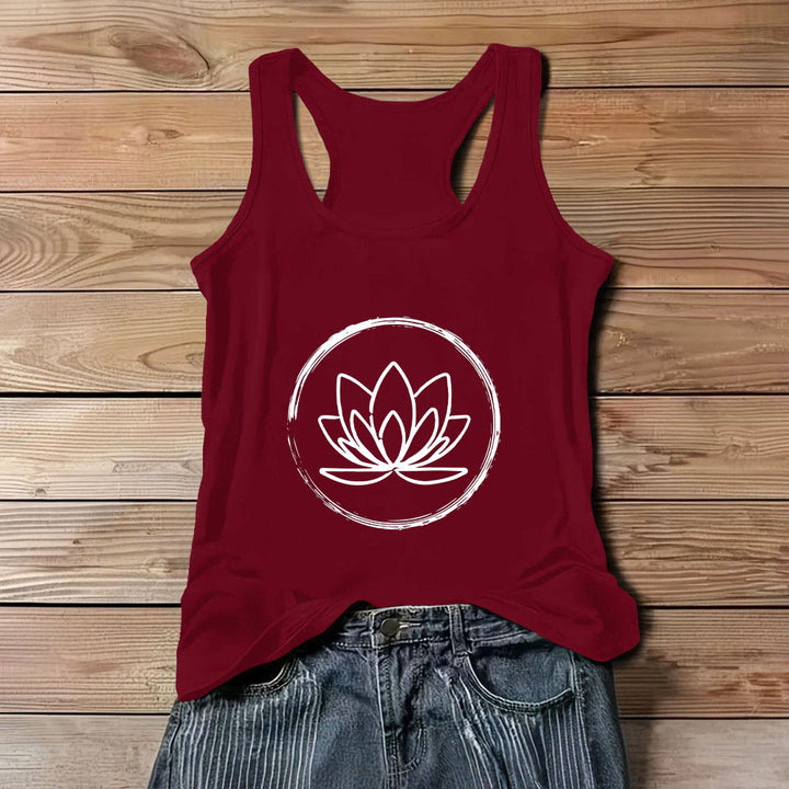 Olivenorma Lotus Flowers Peaceful Spiritual Tank Top - Red - 3XL - image 0
