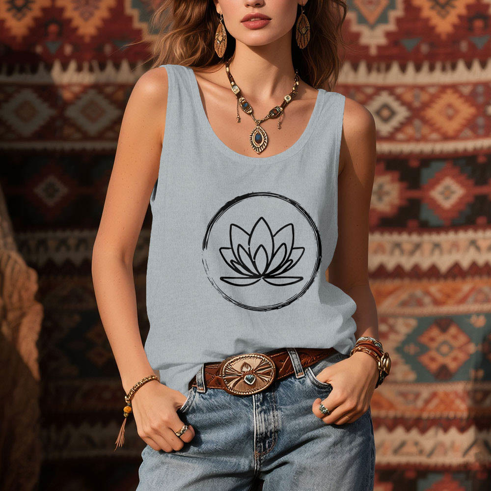 Olivenorma Lotus Flowers Peaceful Spiritual Tank Top - image 10