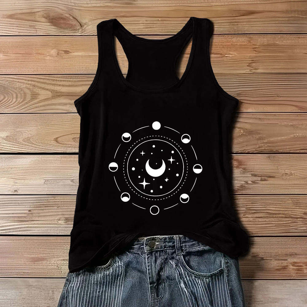 Olivenorma Celestial Moon Phases Woman Racerback Tank Top - Black - 3XL - image 0