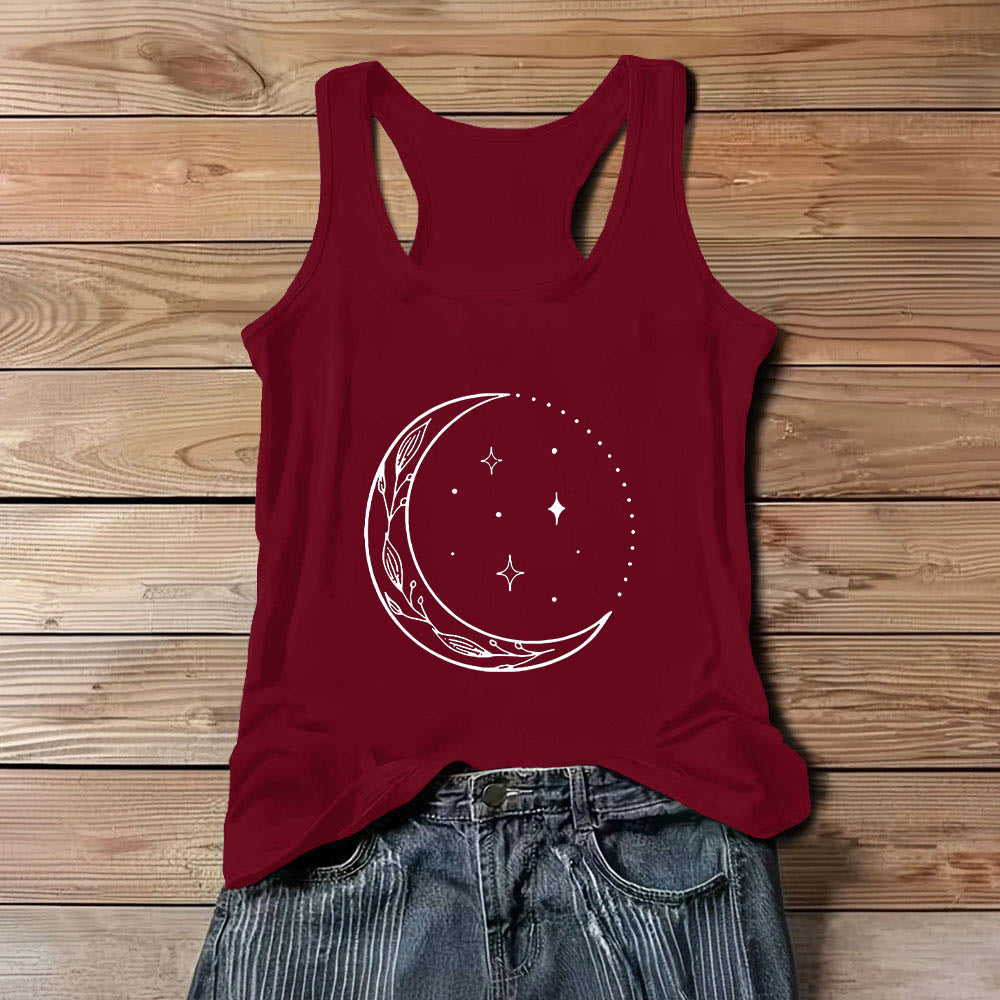 Olivenorma Crescent Moon Stars Celestial Ladies Shirt Yoga Tank Top - Red - 3XL - image 9