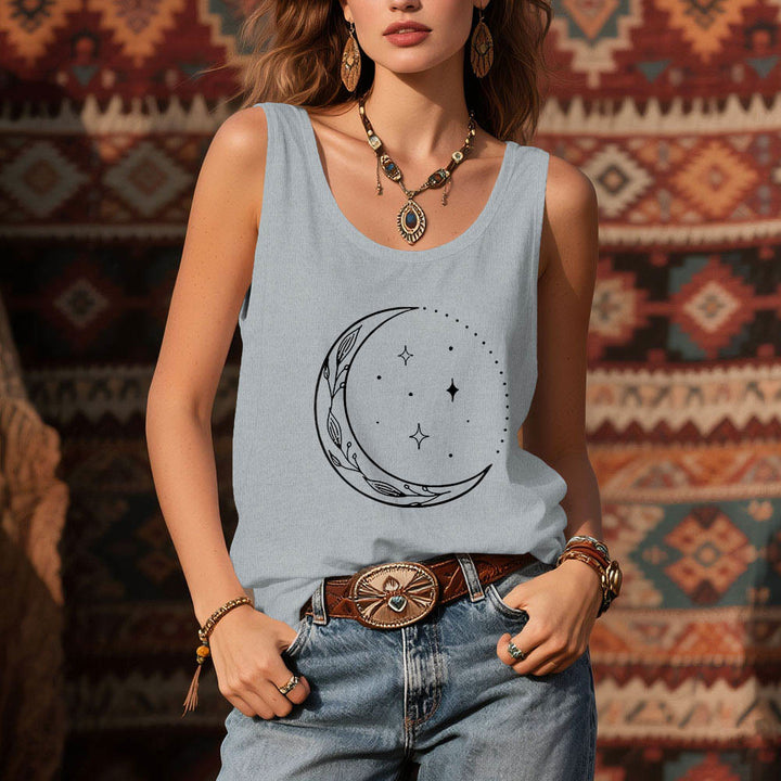 Olivenorma Crescent Moon Stars Celestial Ladies Shirt Yoga Tank Top - image 8