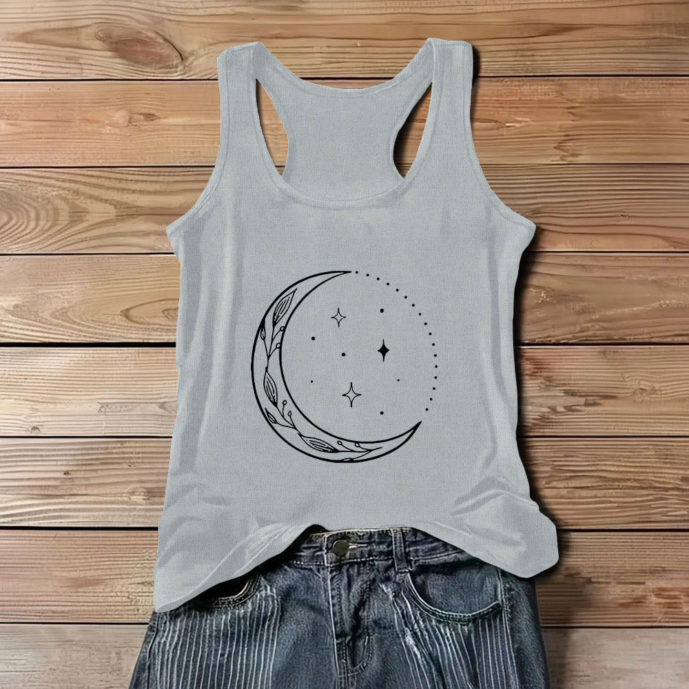 Olivenorma Crescent Moon Stars Celestial Ladies Shirt Yoga Tank Top - Gray - 3XL - image 7