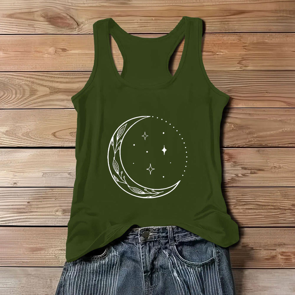 Olivenorma Crescent Moon Stars Celestial Ladies Shirt Yoga Tank Top - Green - 3XL - image 11