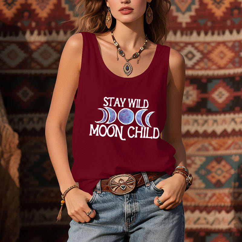 Olivenorma "STAY WILD, MOON CHILD" Moon Phase Soft Spiritual Tank Tee - image 10