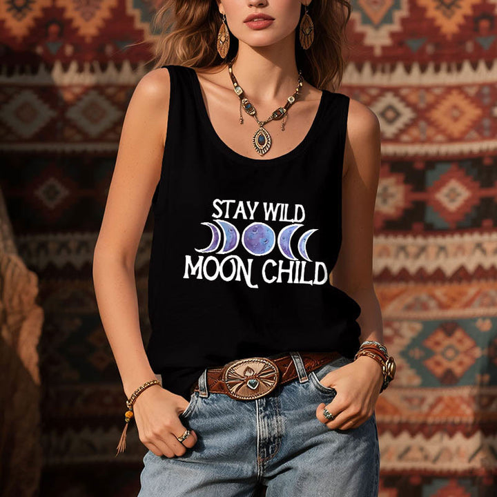 Olivenorma "STAY WILD, MOON CHILD" Moon Phase Soft Spiritual Tank Tee - image 6