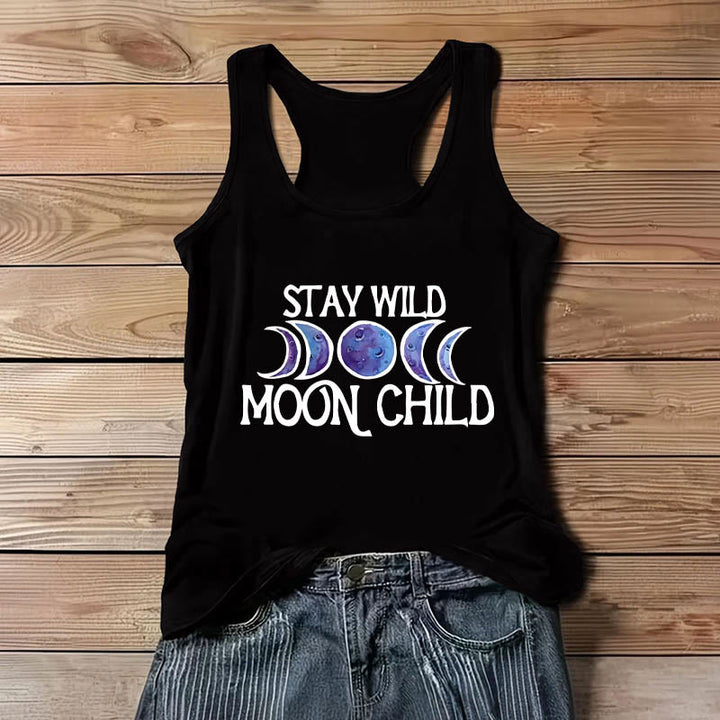 Olivenorma "STAY WILD, MOON CHILD" Moon Phase Soft Spiritual Tank Tee - image 5