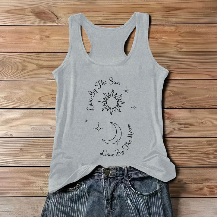 Olivenorma "Live By The Sun, Love By The Moon" Moon & Sun Comfort Tank Top - Gray - 3XL - image 9