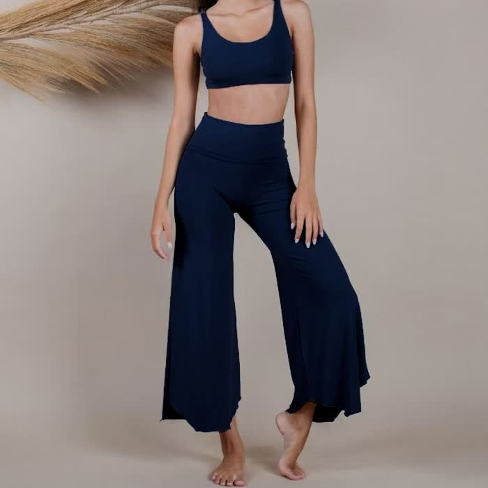 Olivenorma High-Waist Yoga Cropped Flare Pants - Navy - 2XL - image 4