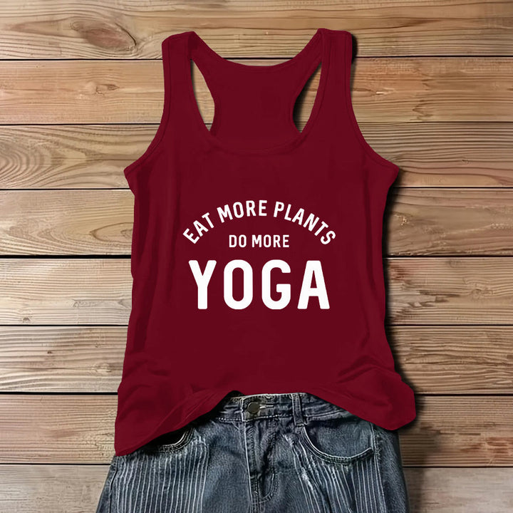 Olivenorma "EAT MORE PLANTS, DO MORE YOGA" Sleeveless T-Shirts Tank - Red - 3XL - image 0