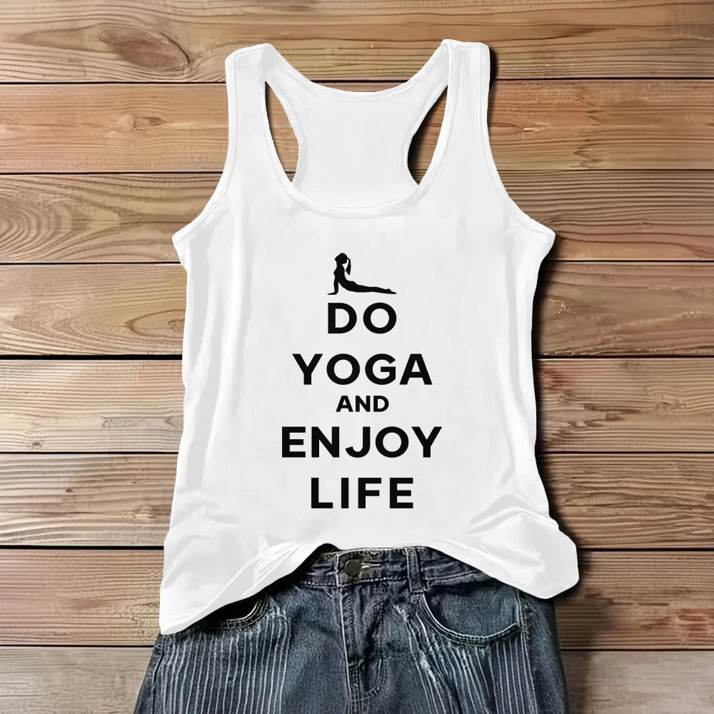 Olivenorma "DO YOGA AND ENJOY LIFE" Spiritual Tee Soft Sleeveless Women Tank - White - 3XL - image 6